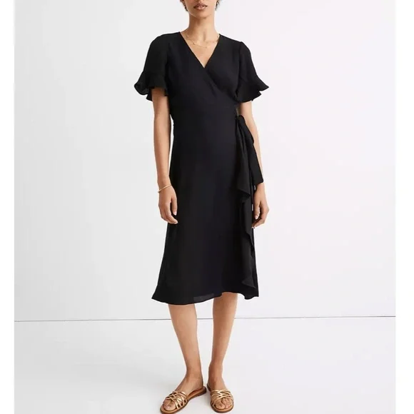 Madewell Ruffle Sleeve Wrap Dress - Picture 1 of 5